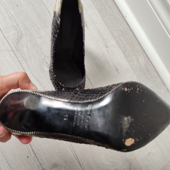 The Kooples Cream and Black Snakeskin Heels - Picture 5 of 6